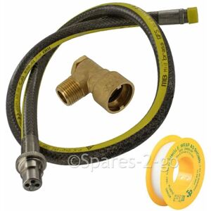 SPARES2GO Universal Oven Cooker Gas Supply Hose Straight Bayonet Pipe 4ft 1/2 ptfe Tape