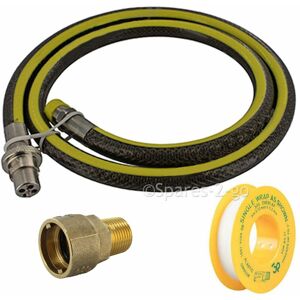 SPARES2GO Universal Oven Cooker Gas Supply Hose Straight Bayonet Pipe Joint 5ft 1/2 ptfe
