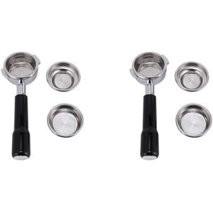 Tlily - 2X 58MM Bottomless Stainless Steel Professional Espresso Coffee Portafilter with Single and Dual Cups Filter Basket