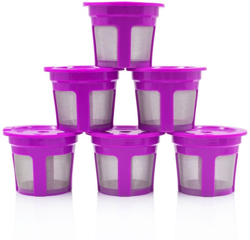 Linghhang - 6 Pack Reusable K-cup Pod Coffee Filters - Refillable Coffee Capsules with Built-in Filter for Keurig&Select Single Serve Coffee Makers
