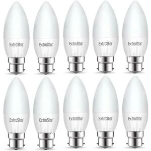 EXTRASTAR 4W LED Candle Light Bulb Warm White 3000K B22 (Pack of 10)