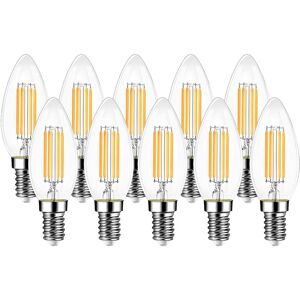 EXTRASTAR 6W led Candle Light Bulb E14, 3000K, Warm White, Clear Glass (Pack of 10)