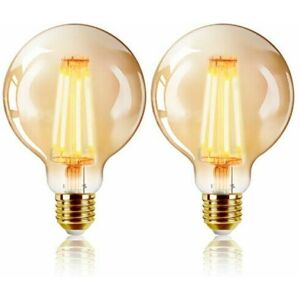 Extrastar - 6W led Filament Ball Bulb E27, 125 x 175mm, 2200K (Pack of 2)