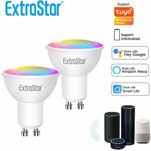 Extrastar - Smart Dimmable GU10 6W led Wi-Fi Colour Control Light Bulb (Pack of 2)