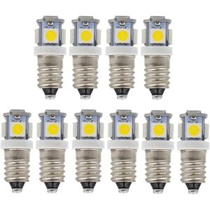 AOUGO 10pcs E10 12V Cool White led Bulbs 5SMD 0.5W 50LM Lamp(Warm White)