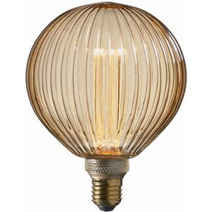 Loops - 2.5W E27 led Light Bulb - Amber Tinted Ribbed Glass Lamp - 1800k Warm White