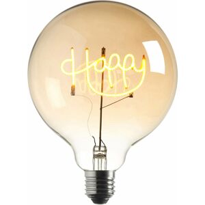 Loops - 2W E27 Globe Shaped led Lamp - happy led Filament Amber Tinted Glass Light Bulb