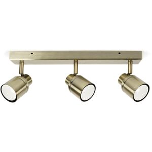 Valuelights - 3 Way Adjustable Spotlight Bar Ceiling Light Fitting Bathroom Lights - Antique Brass + led Cool White Bulbs
