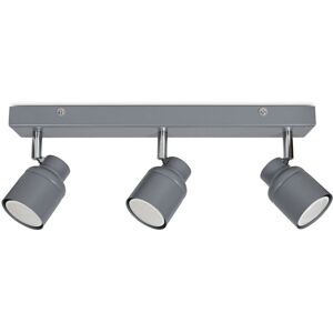 Valuelights - 3 Way Adjustable Spotlight Bar Ceiling Light Fitting Bathroom Lights - Matt Grey + led Cool White Bulbs