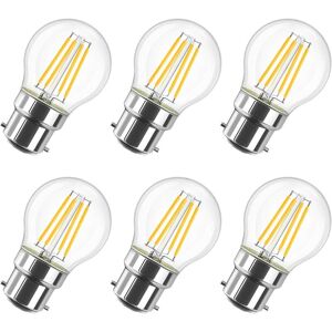 Aougo - 4W led Bayonate Filament Bulb G45 B22, 2700K Warm White, 470Lm, Vintage Bulb, Non-Dimmable, Pack of 6 [Energy Class e]