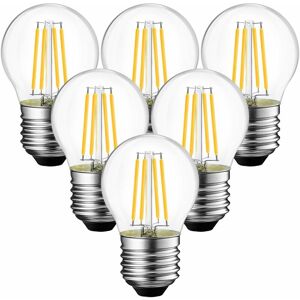LANGRAY 4W LED Filament Bulb E27 G45, 470 Lumens Equivalent to 40W Vintage Halogen Bulb, 2700K Warm White, Non-Dimmable, Pack of 6