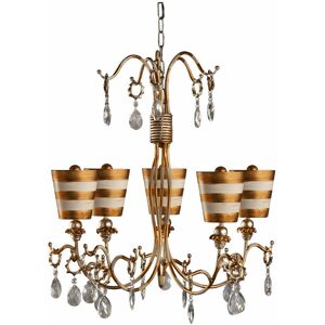 LOOPS 5 Bulb Chandelier Hanging Pendant LIght Gold & Cream Patina led E27 40W Bulb