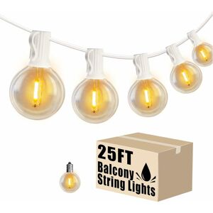 7.6m Outdoor led String Lights with White G40 Fairy Lights with Edison Bulbs for Garden Bistro Denuotop