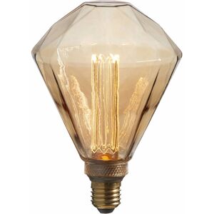 Loops - Amber Tinted Facetted Glass E27 led Lamp -2.5W Light Bulb 120 Lumens Warm White