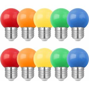 Denuotop - 10 Pack E27 led Color Light Bulb 1W,1W G45 Energy Efficient Colored Light Bulb, Mini Globe Light Bulb, Red Green Blue Orange Yellow, for