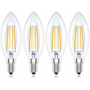 Hoopzi - E14 Dimmable Led Light Bulbs, 4W C35 ses Small Screw Candle Bulbs, Warm White 2700K, 4 Pack [Energy Class a+]