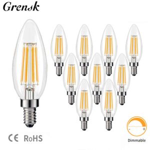 Rhafayre - E14 led Filament Candelabra Light Bulb, Edison Vintage E14 Socket Candle Light Bulbs, 4W led Light Bulbs, 2700K Ultra Warm White,