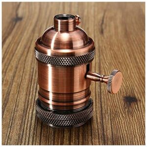 E26/E27 Retro Vintage Edison Industrial Bulb Lamp Socket with Switch - Red Bronze Denuotop