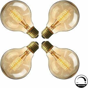 Hoopzi - E27 Bulb, Antique Retro Lamp Wire 220-240V Large Bulb 40W Edison Globe G80 Filament Bulb Warm White 4 Pack