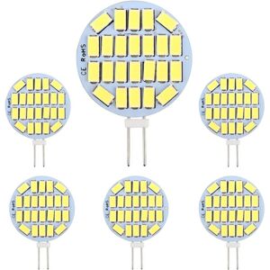 AOUGO G4 led 3W, AC12-24V, 300LM Cool White 6000K, 24x5730 smd, 30w Halogen Bulb Equivalent, Non-Dimmable, G4 led Round Bulb for Cabinet Light, Lighting,