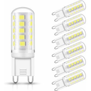 TINOR G9 Led Bulbs, 3W Equivalent to 30W, 350LM Halogen Base, Cool White 6000K, 360° Rotation Angle, Not Dimmable, for Ceiling Lighting,Kitchen,6 Pack