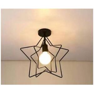 Denuotop - Geometric Wrought Iron Wall Lamp for Living Room, Kitchen, Loft, Dining Room, Cafe (Bulb Not Included) Black Starry White Light E27