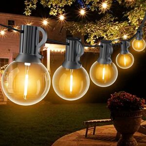 Outdoor String 7.6m G40 Outdoor String Light with E12 25+1 led Bulbs IP45 Waterproof, Warm White Chain Light Outdoor for Patio Party Wedding - Groofoo