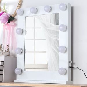 LIVINGANDHOME Makeup Dressing Tabletop Mirror with Dimmable led Bulbs, 50x65CM