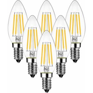 LANGRAY 4W E14 led Filament Candle Bulb, 470lumen Equivalent to Vintage 40W Halogen Bulb, Warm White 2700K, Non-adjustable, Pack of 6 [Energy class a ++]