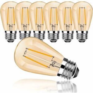 MUMU Led E27 S14 2W warm white 2700K retro light bulb glass for outdoor fairy lights replacement bulb not dimmable pack of 6