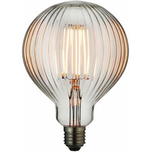 Loops - led Filament Lamp Bulb 4W E27 led Clear Ribbed Glass Globe 2200k Warm White