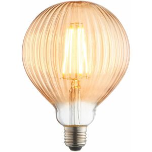 Loops - led Filament Lamp Bulb Amber Tinted 4W E27 led Ribbed Glass Gobe Warm White