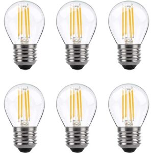 LOWENERGIE Led Filament Light Bulb G45 Golf Ball E27 Screw 5.9w equiv brightness 80w Warm White Mini Globe 2700K Chandelier Energy Saving - Pack of 6