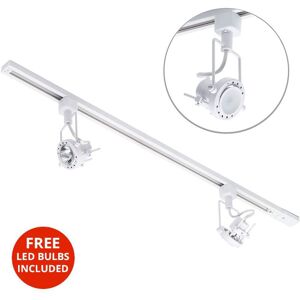 1M Kitchen Track Light With 2 Greenwich Fixture & led Bulbs - White - Litecraft