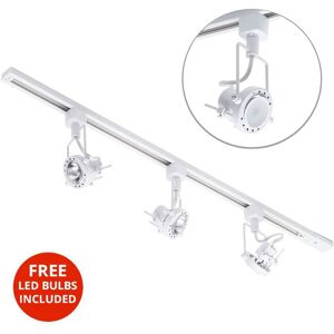 Litecraft 1M Kitchen Track Light With 3 Greenwich Fixture & LED Bulbs - White