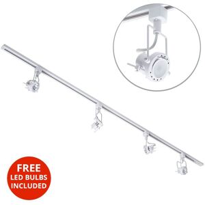 2M Kitchen Track Light With 4 Greenwich Fixture & led Bulbs - White - Litecraft