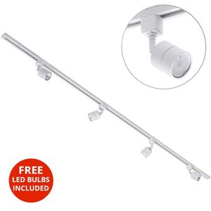 2M Kitchen Track Light With 4 Soho Fixture & led Bulbs - White - Litecraft