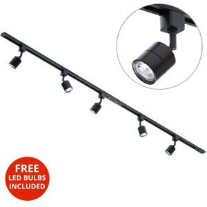 2M Kitchen Track Light With 5 Soho Fixture & led Bulbs - Black - Litecraft