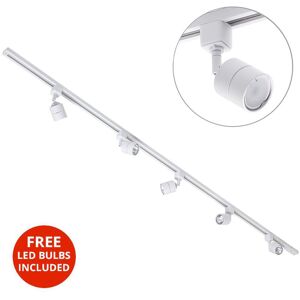 2M Kitchen Track Light With 5 Soho Fixture & led Bulbs - White - Litecraft