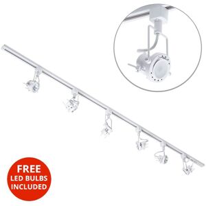 2M Kitchen Track Light With 6 Greenwich Fixture & led Bulbs - White - Litecraft