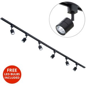 2M Kitchen Track Light With 6 Soho Fixture & led Bulbs - Black - Litecraft