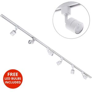 Litecraft 2M Kitchen Track Light With 6 Soho Fixture & LED Bulbs - White