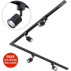 2M l Shape Track Light With 4 Soho Fixture & led Bulbs - Black - Litecraft