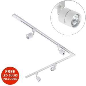 2M l Shape Track Light With 4 Soho Fixture & led Bulbs - White - Litecraft