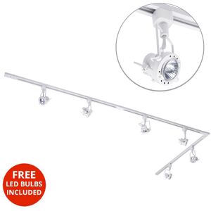 3M l Shape Track Light With 6 Greenwich Fixture & led Bulbs - White - Litecraft