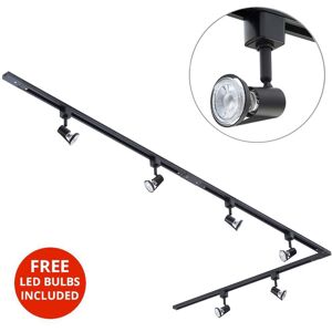 3M l Shape Track Light With 6 Harlem Fixture & led Bulbs - Black - Litecraft