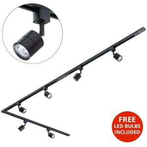 3M l Shape Track Light With 6 Soho Fixture & led Bulbs - Black - Litecraft