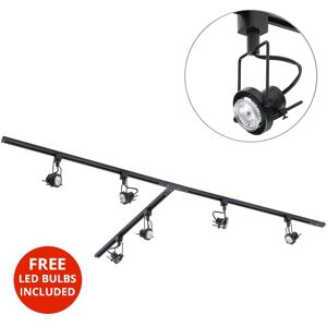 3M t Shape Track Light With 6 Greenwich Fixture & led Bulbs - Black - Litecraft