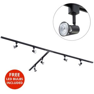 3M t Shape Track Light With 6 Harlem Fixture & led Bulbs - Black - Litecraft