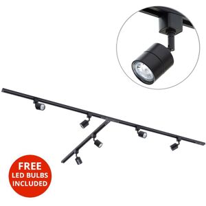 3M t Shape Track Light With 6 Soho Fixture & led Bulbs - Black - Litecraft